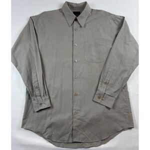 Slates Button Down Shirt Mens Medium Gray Micro Check Long Sleeve 100% Cotton